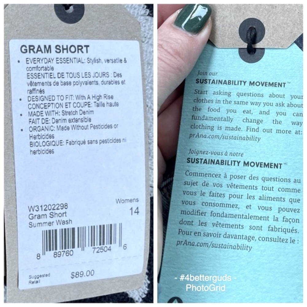NEW prAna Gram Denim Organic Cotton Jean Short Button Fly Vintage Style Sz 14 32 - Picture 3 of 16